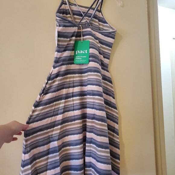 striped Pact fit-and-flare dress organic NWT size small - Picture 2 of 4
